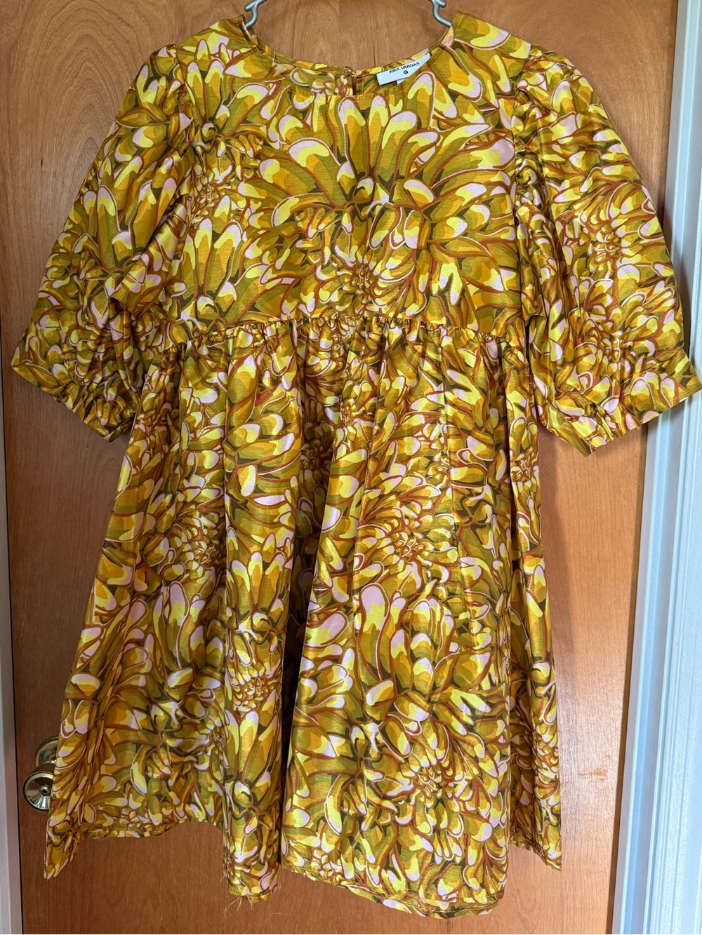Kika Vargas Yellow Pink Floral Print Top